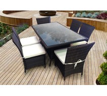 6 Seater Brown Dining Set Rattan FLAT PACKED